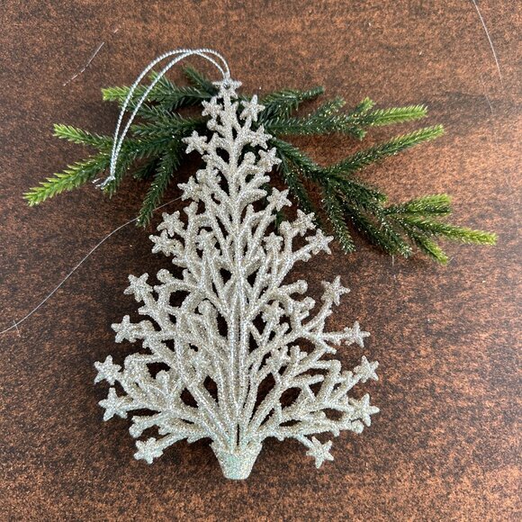 Silver Glitter Christmas Tree Ornament - Picture 6 of 9